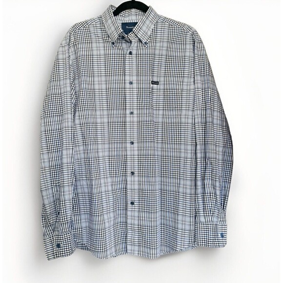 Faconnable Men’s Blue Plaid Long Sleeve Business Button Down Dress Shirt Size L - Picture 1 of 5